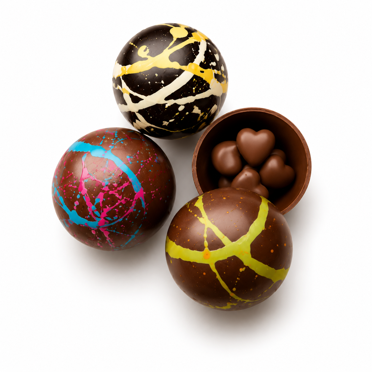 Billes de chocolat (lait, noir, érable, menthe)